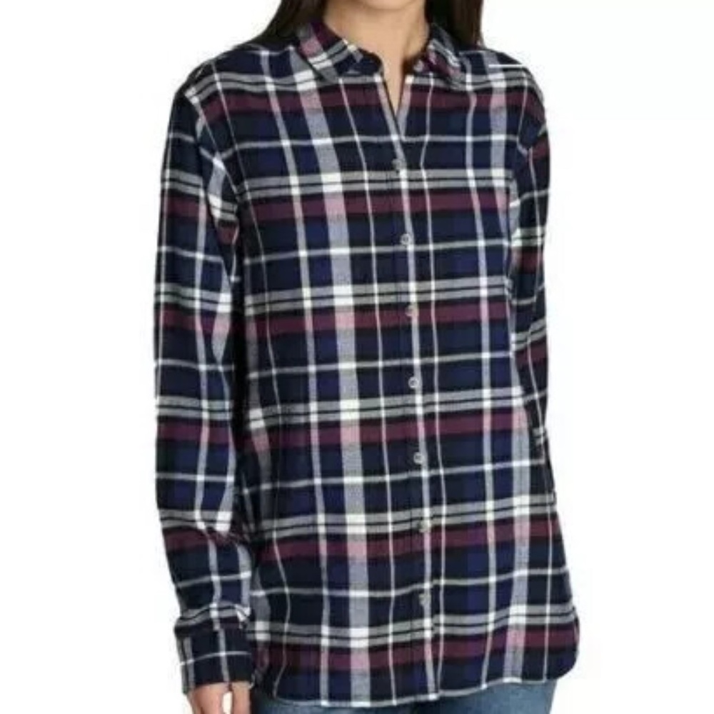 JACHS New York Girlfriend Soft Flannel Button Down Shirt w/ Pockets Size Small